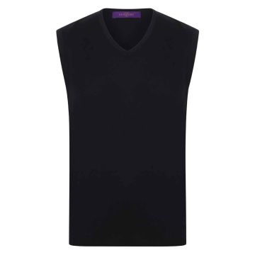 Henbury Lightweight Sleeveless Cotton Acrylic V Neck Sweater