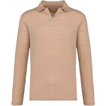 Native Spirit Long Sleeve Linen Polo Shirt